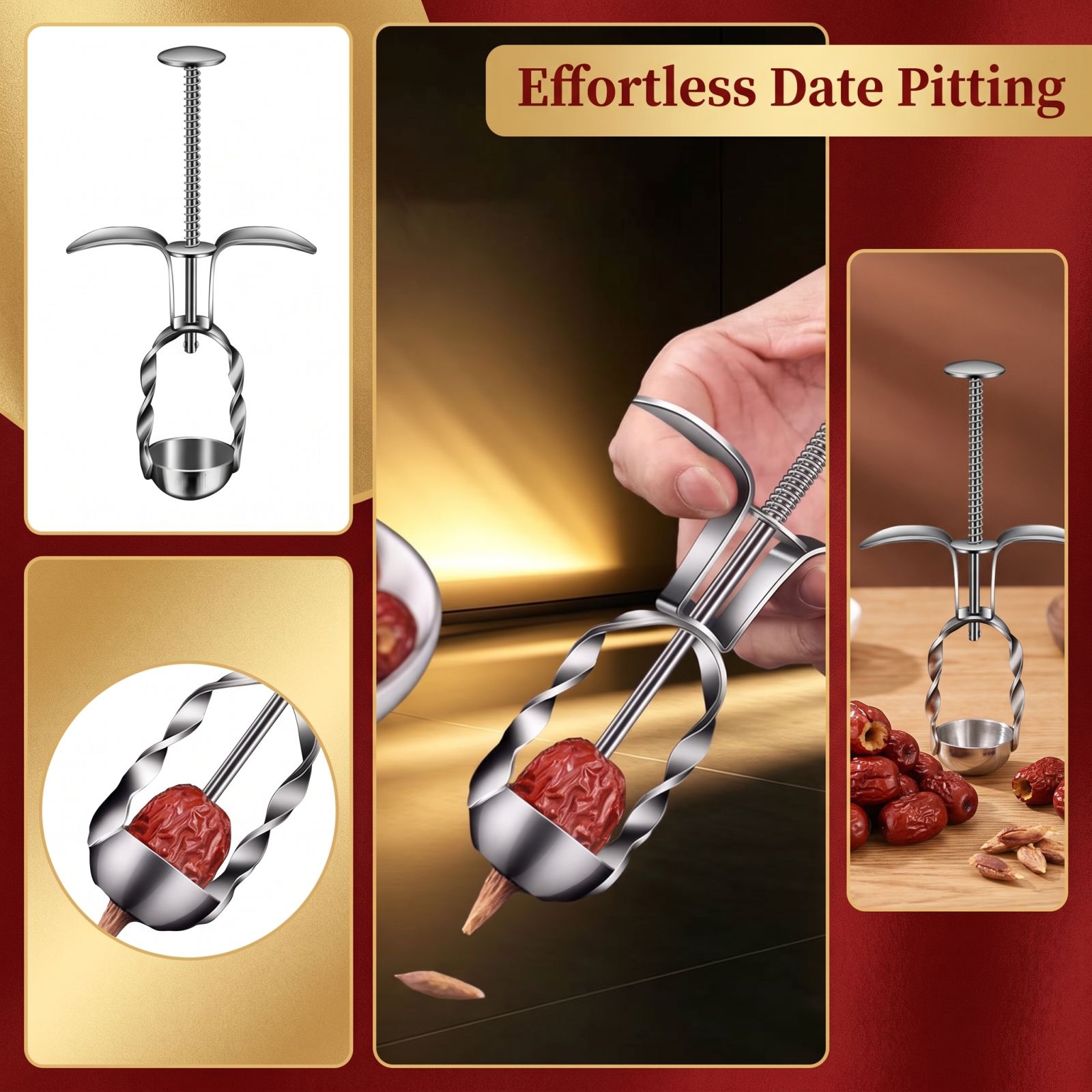 Kitchen Gadgets In - Stainless Steel Red Date Pitter Tool