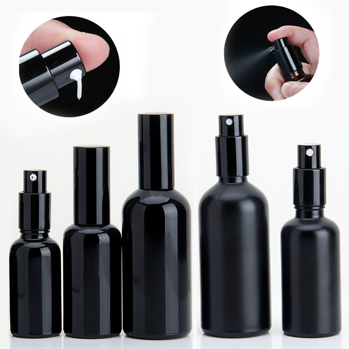 Oil Mister Spray Bottle - 10ml to 100ml Essential Oil Black