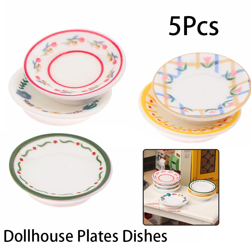 5Pcs 1/12 Dollhouse Mini Plate - Kitchen Gadgets Wholesale 评论和价格