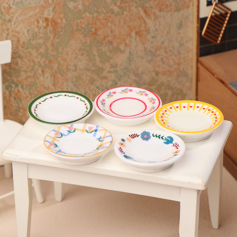 5Pcs 1/12 Dollhouse Mini Plate - Kitchen Gadgets Wholesale 评论和价格